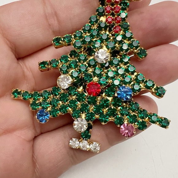 Vintage RARE Kirks Folly Rhinestone Crystal Christmas Tree Brooch - Picture 6 of 9